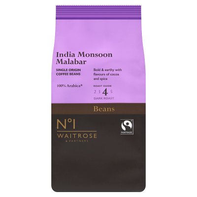 Waitrose No.1 India Monsoon Malabar Single Origin Coffee Beans 227g