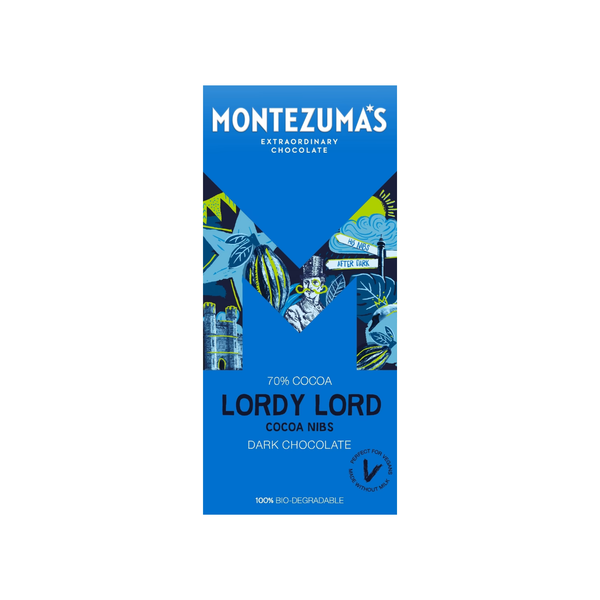 Montezuma's Lordy Lord Cocoa Nibs Dark Chocolate Bar 90g