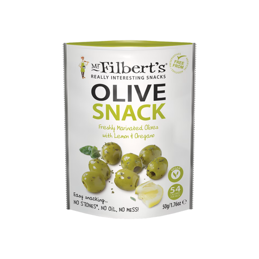 Mr Filbert's Marinated Green Olives With Lemon & Oregano, 50g