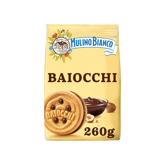 Mulino Bianco Baiocchi Biscuits with Hazelnut Cocoa Filling 260g
