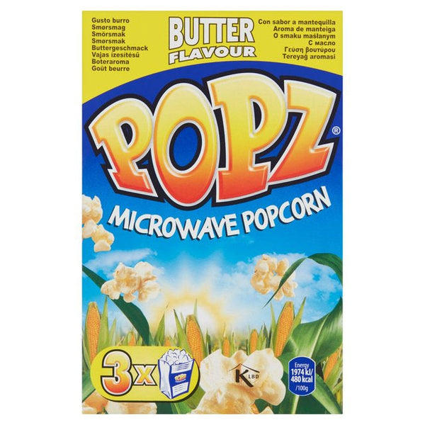 Popz Microwave Butter Popcorn, 3x90g