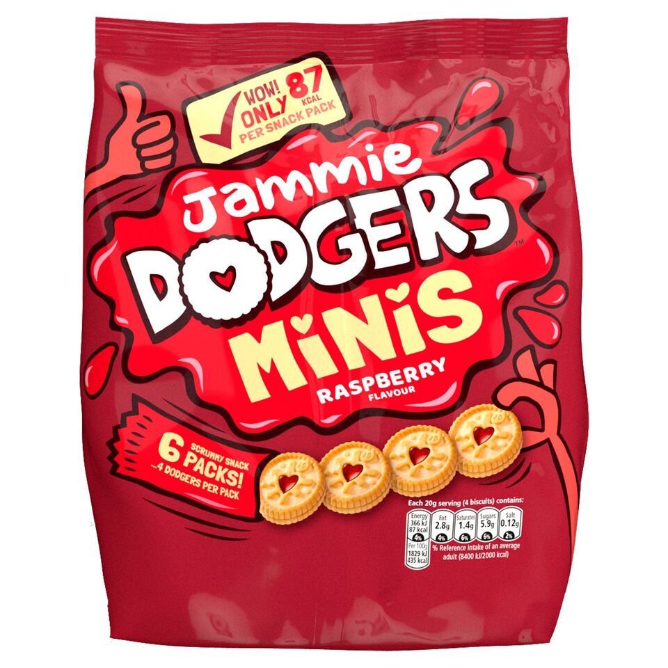 Jammie Dodgers Raspberry Biscuits Minis, 6x20g
