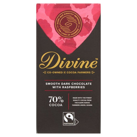 Divine Dark Chocolate With Raspberry 90g