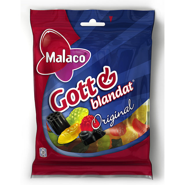 Malaco Gott & Blandat Wine Gums - Original Fruit & Liquorice, 160g