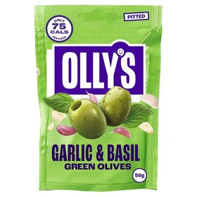 Olly's Olives Basil & Garlic Green Halkidiki Olives, 50g