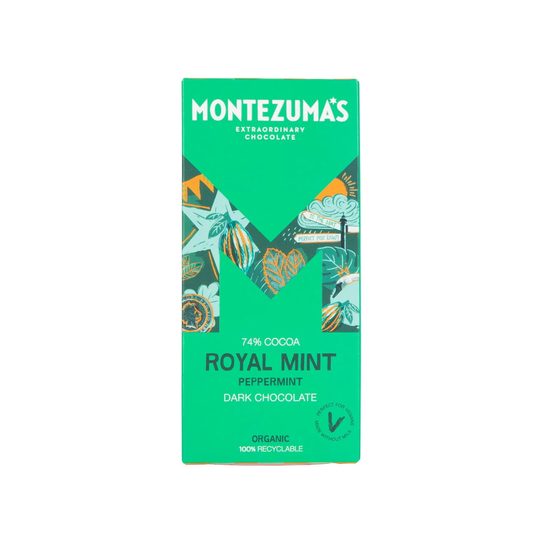 Montezuma's Royal Mint Organic Peppermint Dark Chocolate Bar 90g