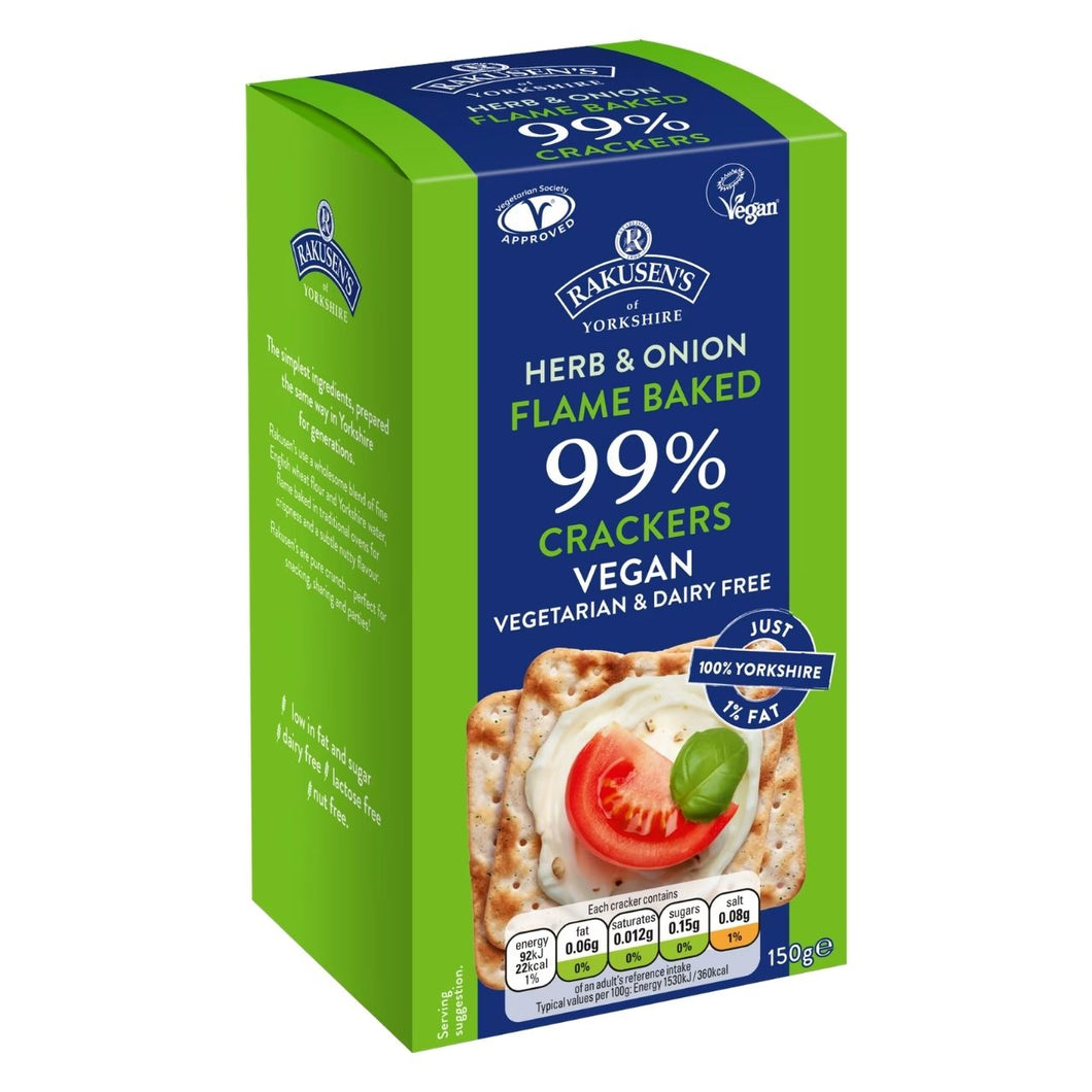 Rakusen's 99% Fat Free Crackers - Herb & Onion 150g