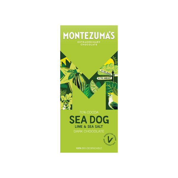 Montezuma's Sea Dog Lime & Sea Salt Dark Chocolate 90g