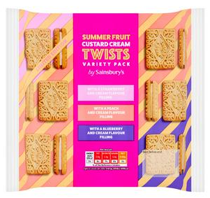 Sainsbury's 450g Summer Fruit Custard Cream Variety Pack Twists, Limited Edition