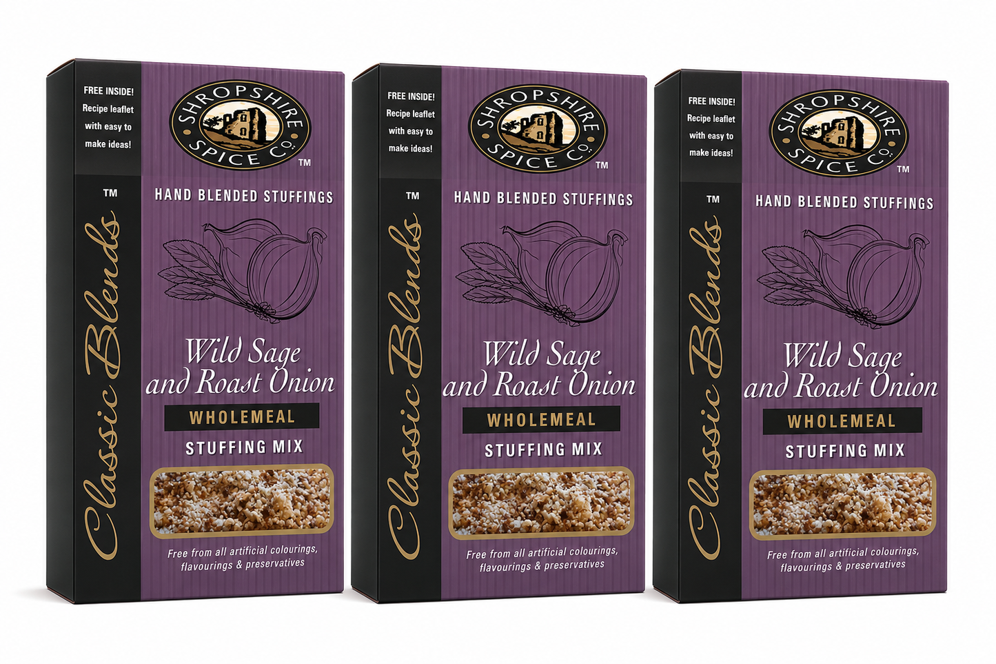 SHROPSHIRE SPICE CO. Wild Sage & Roast Onion Wholemeal Stuffing Mix 150g - Pack of 3