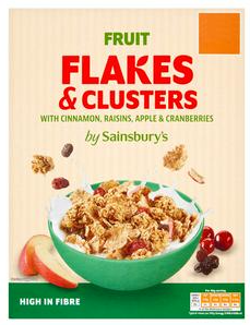 Sainsbury's Fruit Flakes & Clusters with Cinnamon, Raisins, Apple & Cranberries 500g