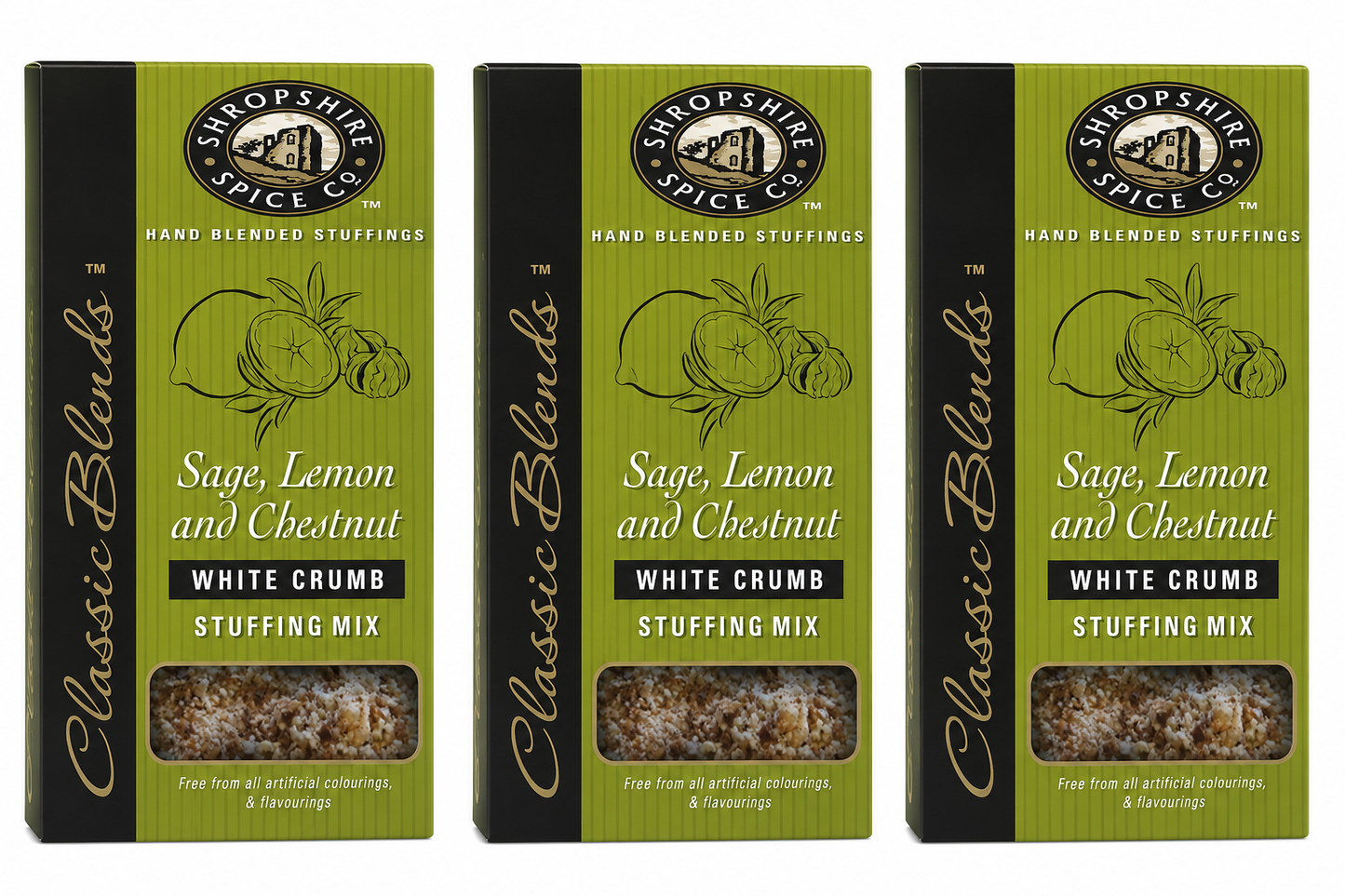 SHROPSHIRE SPICE CO. Sage, Lemon & Chestnut White Crumb Stuffing Mix 150g - Pack of 3