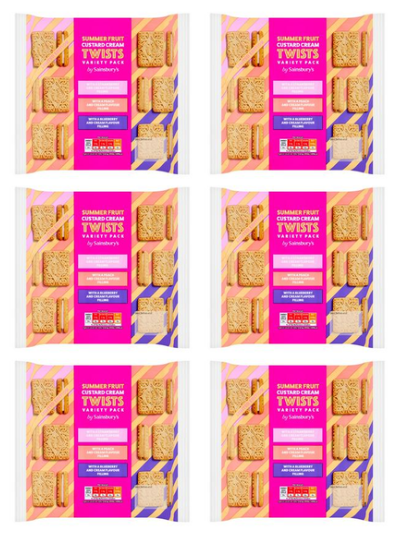 Sainsbury's 450g Summer Fruit Custard Cream Variety Pack Twists, Limited Edition - pack of 6