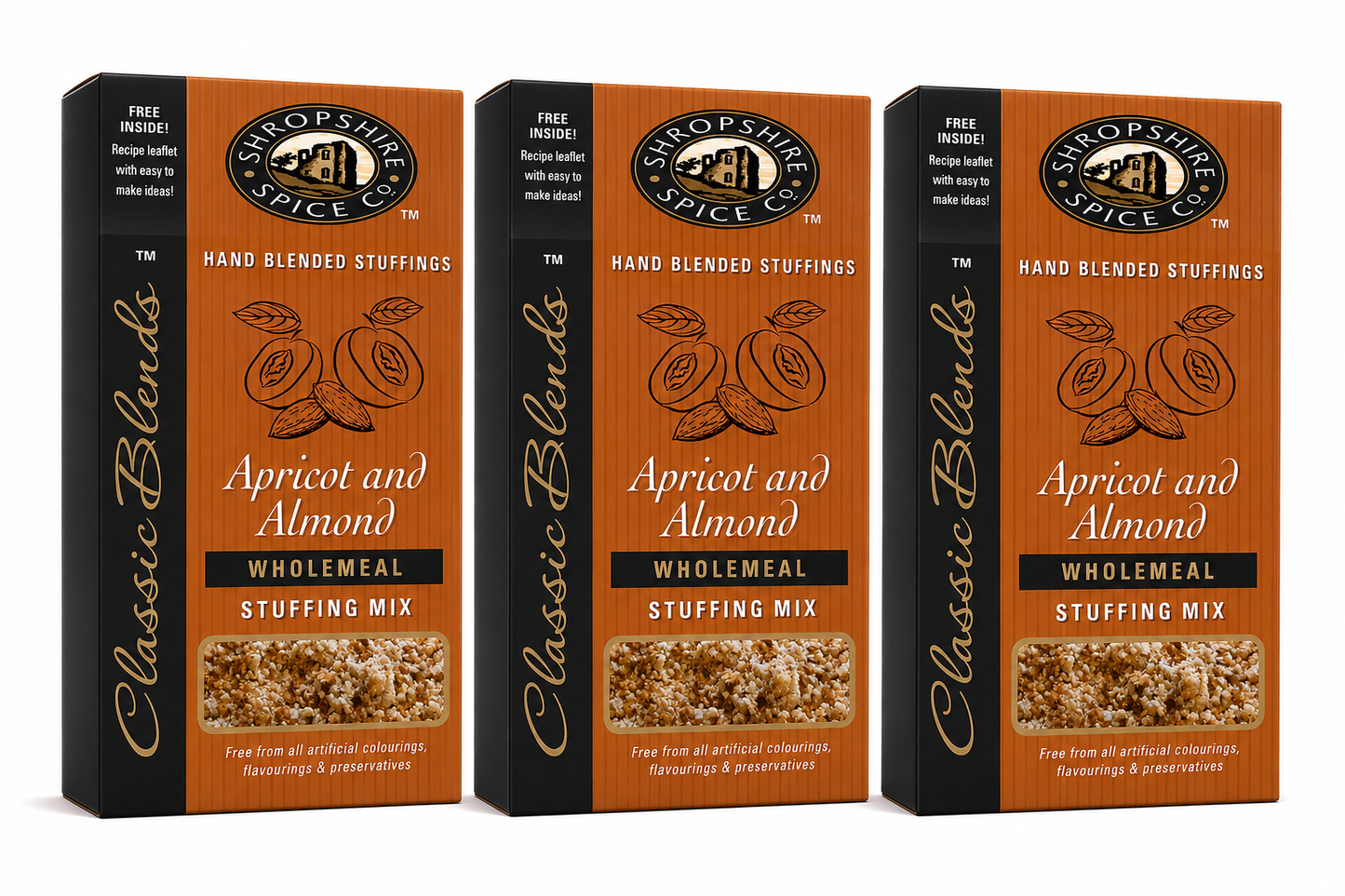 SHROPSHIRE SPICE CO. Apricot & Almond Wholemeal Stuffing Mix 150g - Pack of 3