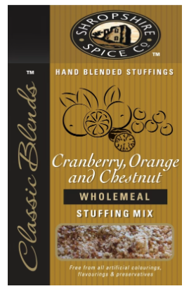 SHROPSHIRE SPICE CO. Cranberry, Orange & Chestnut Wholemeal Stuffing Mix 150g