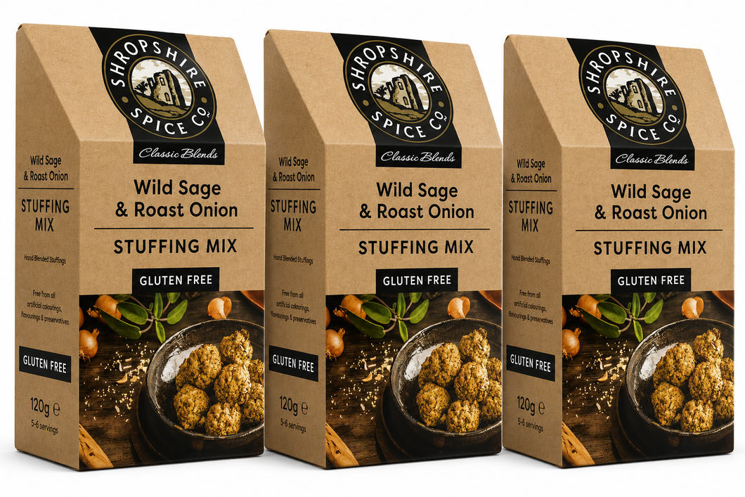SHROPSHIRE SPICE CO. Gluten Free Wild Sage & Roast Onion Stuffing 120g - Pack of 3