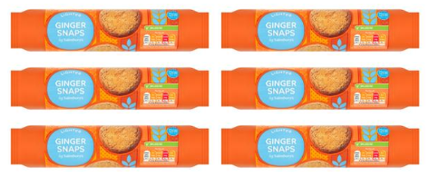 Sainsbury's Lighter Ginger Snaps 250g - pack of 6