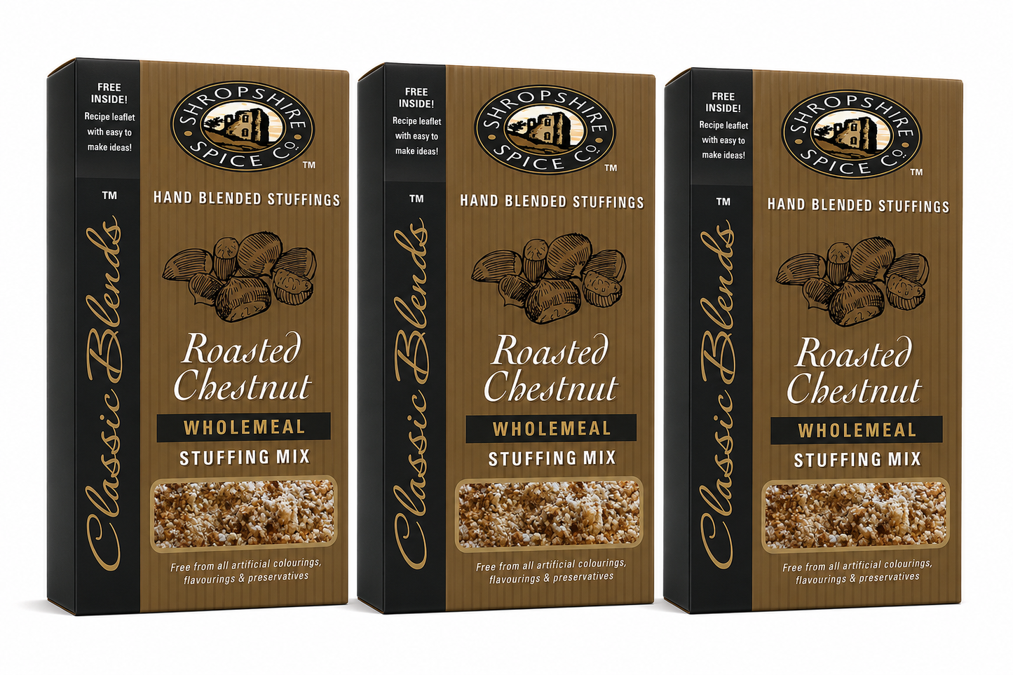 SHROPSHIRE SPICE CO. Roasted Chestnut Wholemeal Stuffing Mix 150g - Pack of 3