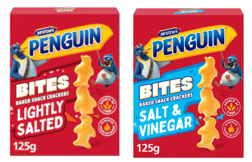 Penguin Bites Lightly Salted &  Salt & Vinegar 125g