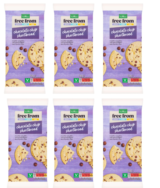 Morrisons Free From Chocolate Chip Vegan Shortbread 150g, Pack of 6