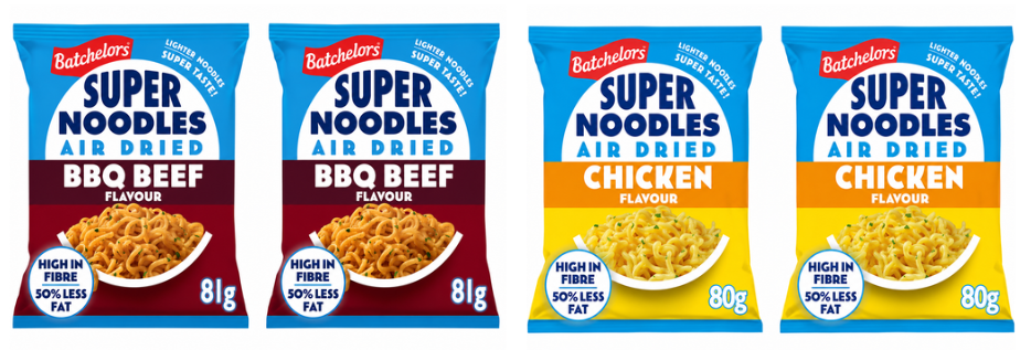 Batchelor Super Noodles  Air Dried Chicken x 2 & BBQ Beef x 2, Total Pack of 4