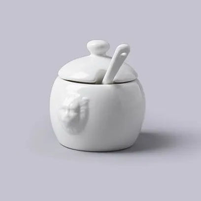 WM Bartleet & Sons Porcelain Mustard Pot with Spoon