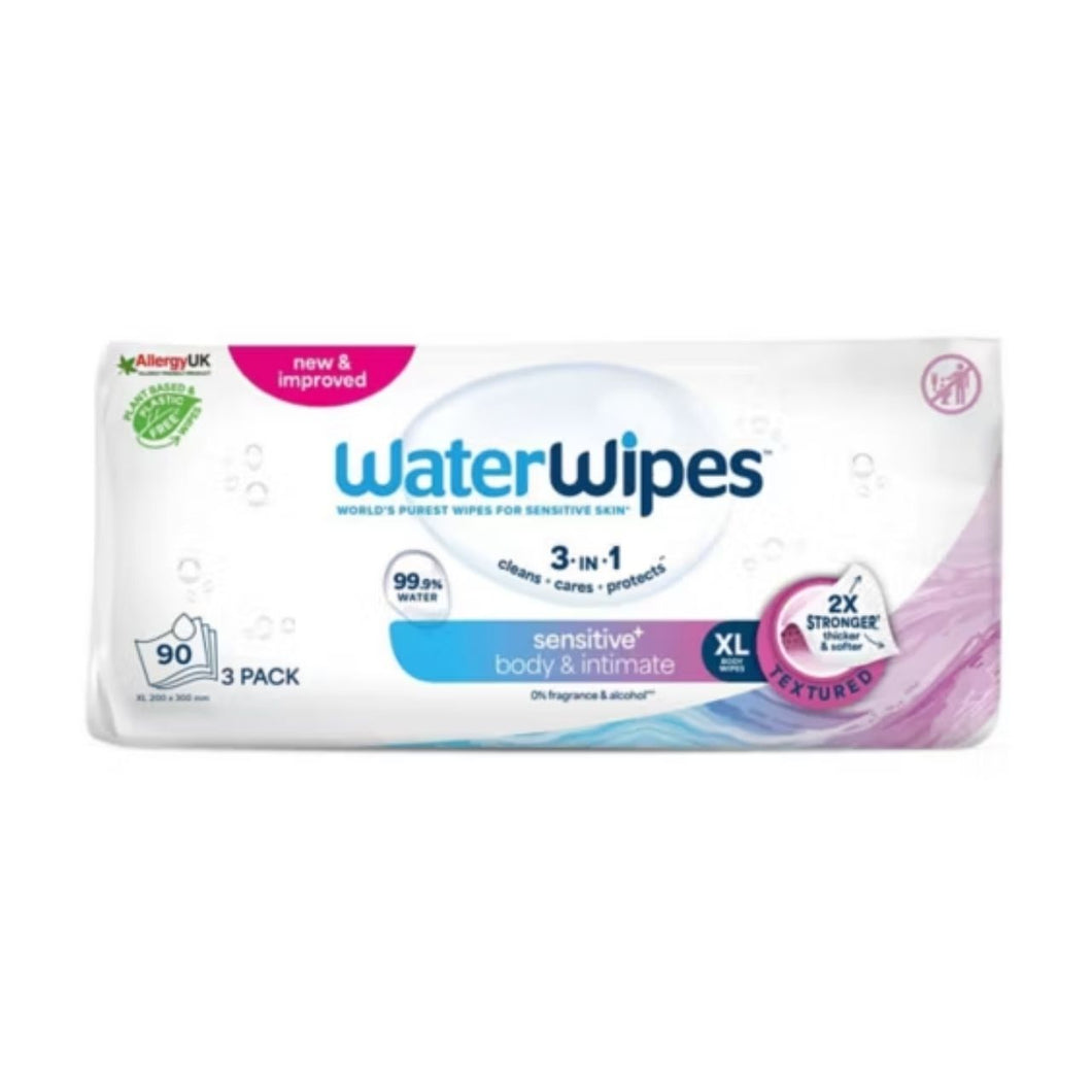 WaterWipes Sensitive+ Body & Intimate Wipes 3x30 XL Wipes