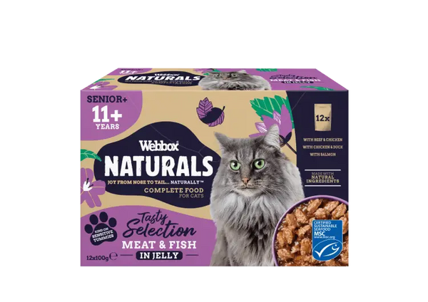 Webbox Naturals Senior 11+ in Jelly Wet Cat Food Multipack, 12x100g