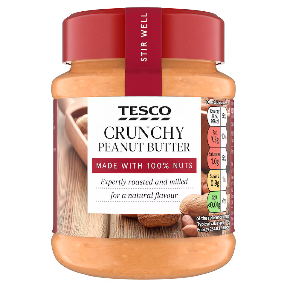 Tesco Crunchy 100% Peanut Butter, 340g