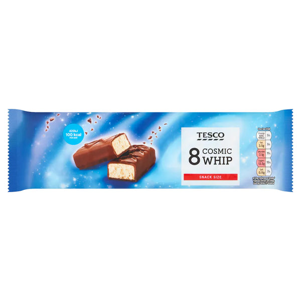 Tesco 8 Cosmic Whip Chocolate Bars, 22g
