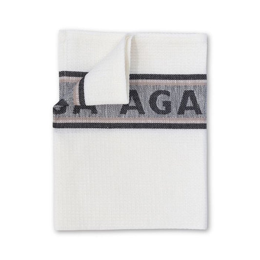 Aga Traditional Tea Towel - White with Black writing