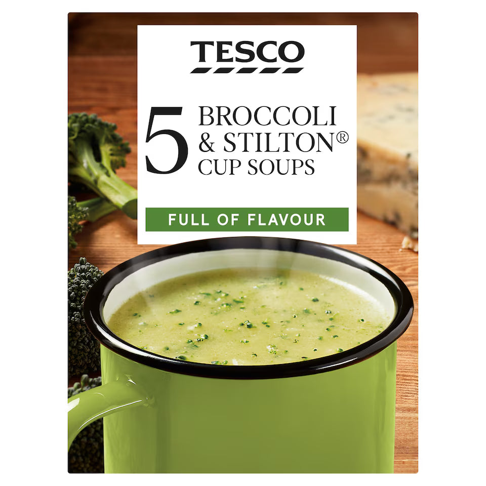 Tesco 5 Broccoli & Stilton Cup Soups, 120g