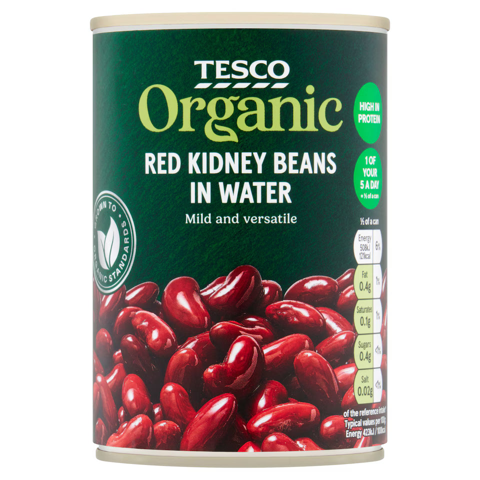 Tesco Organic Red Kidney Beans In Water, 400g