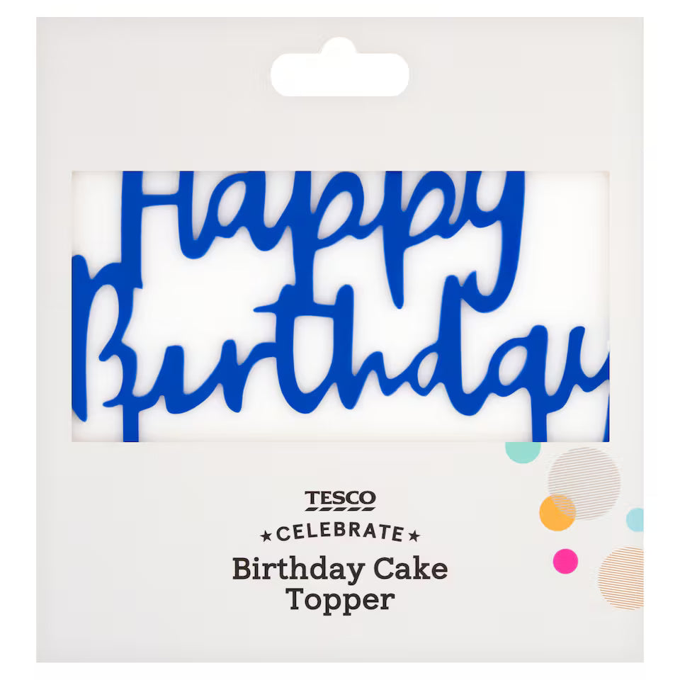 Tesco Blue Happy Birthday Cake Topper