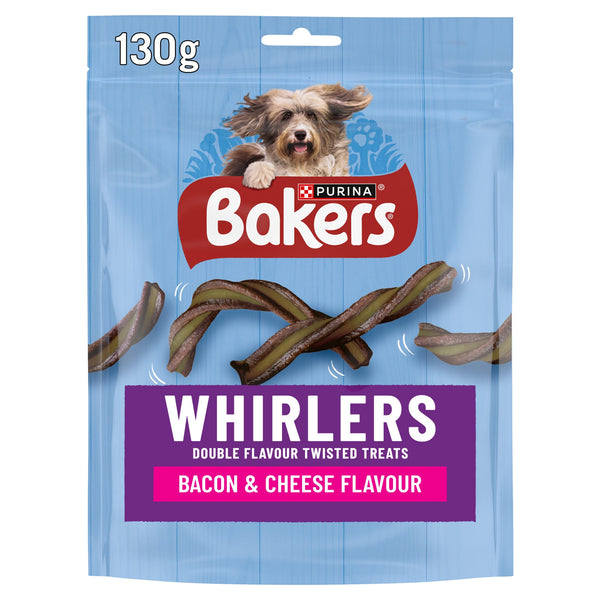 BAKERS Whirlers Bacon and Cheese Dog Treats 130g