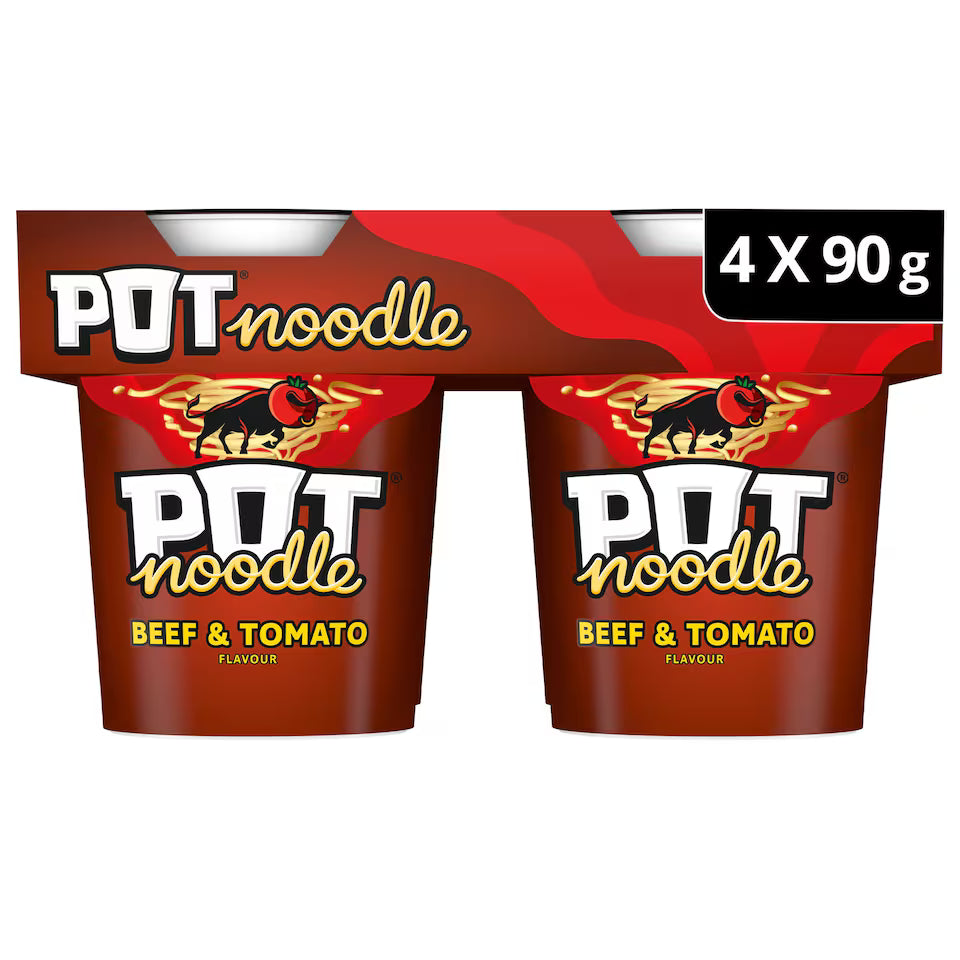 Pot Noodle Beef And Tomato, 4x90g
