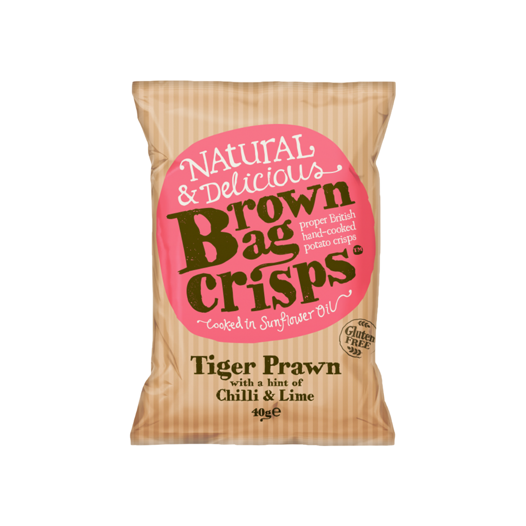 Brown Bag Crisps Tiger Prawn With A Hint Of Chilli & Lime 40g
