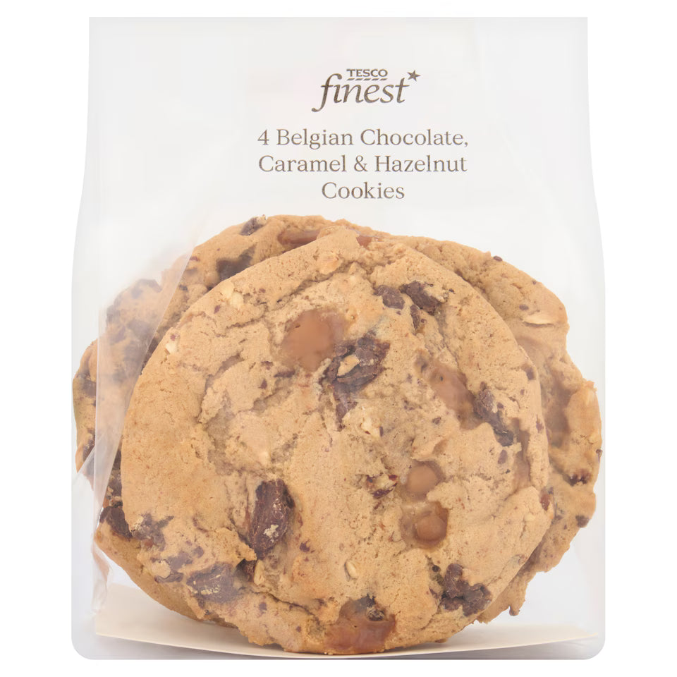 Tesco Finest Chocolate, Caramel and Hazelnut Cookies 4 Pack