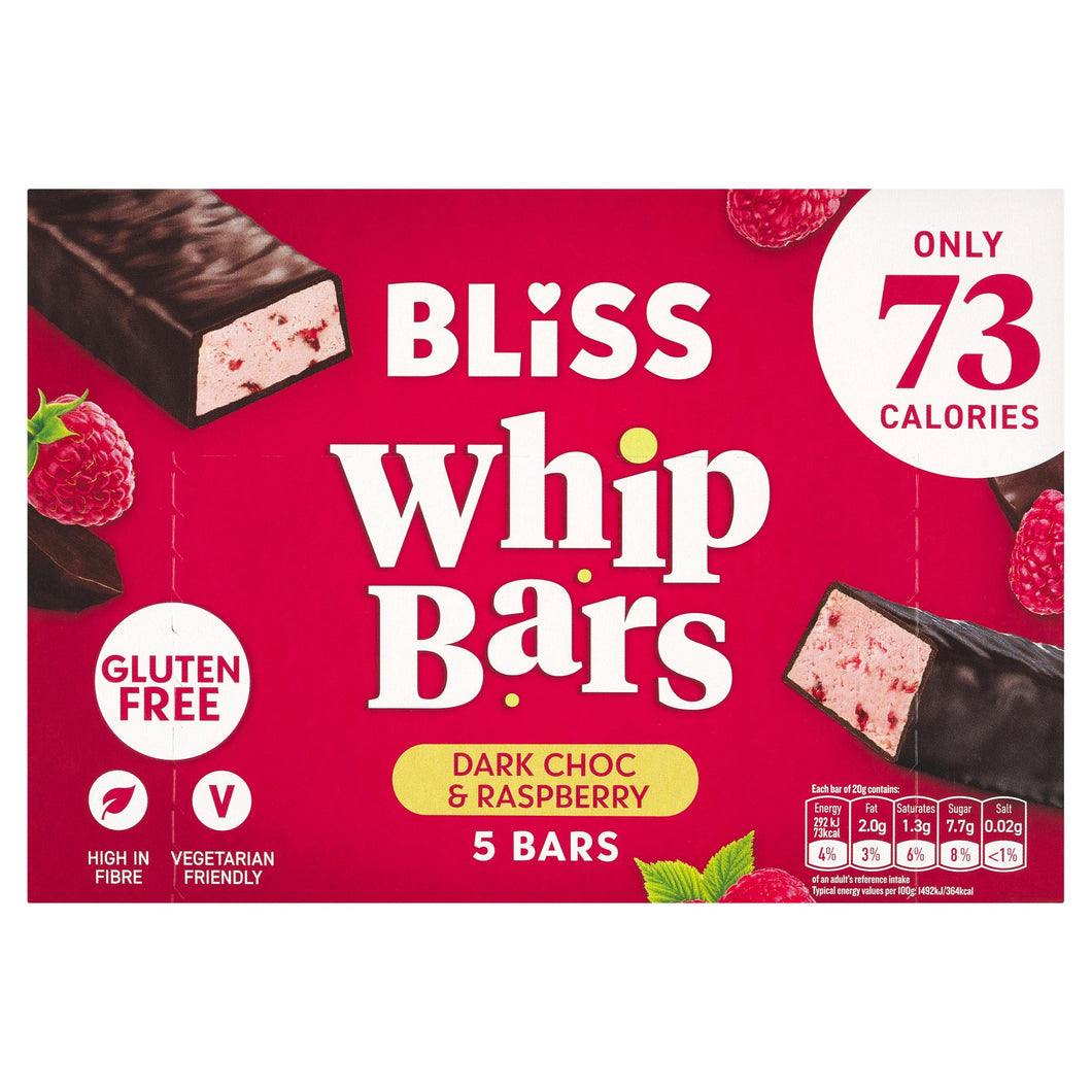 Bliss Dark Choc & Raspberry Whip Bars 5 x 20g (100g)