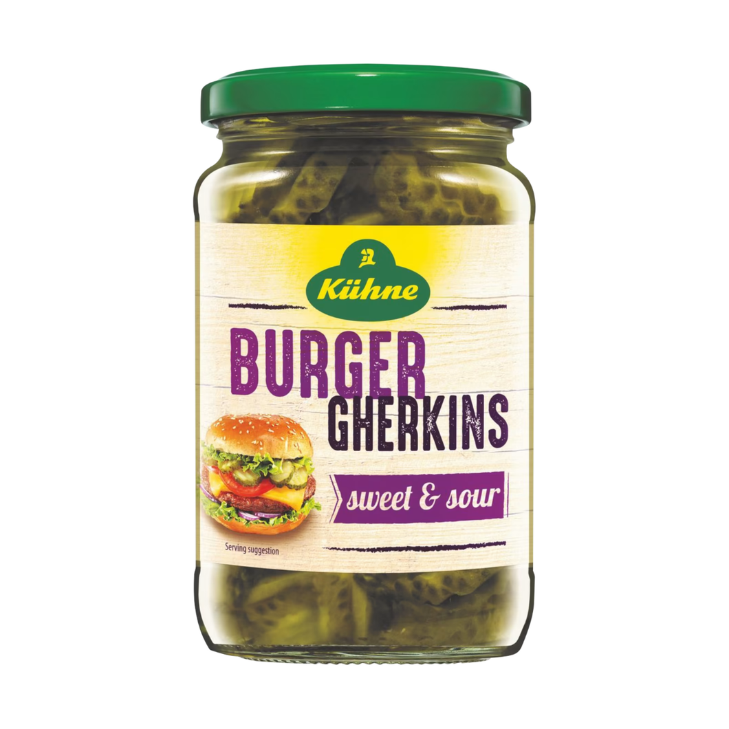 Kuhne Burger Gherkin Slices - Sweet & Sour 330g