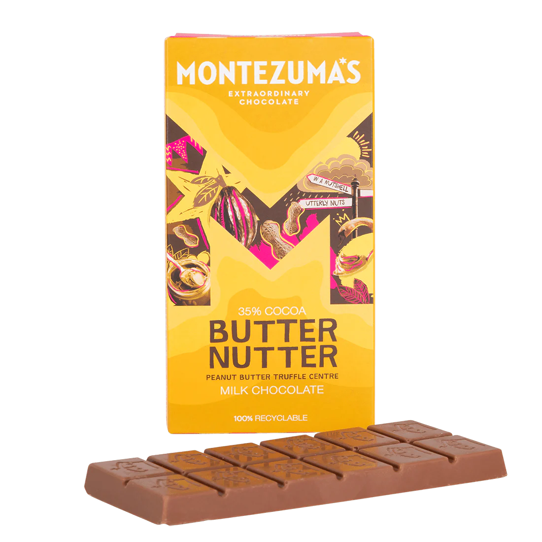 Montezuma's Butter Nutter - Peanut Butter Truffle Centre Milk Chocolate Bar 90G