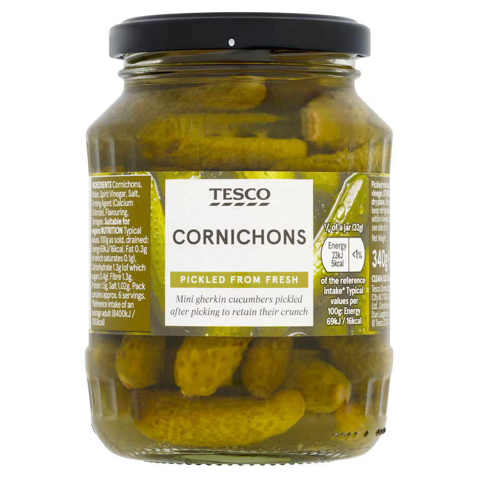Tesco Mini Cornichons, 340g