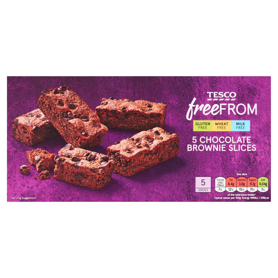 Tesco Free From 5 Dark Chocolate Brownie Slices, 145g