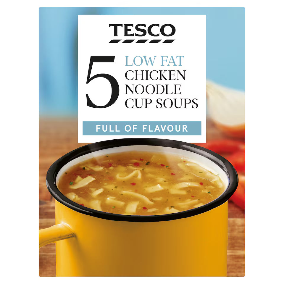 Tesco 5 Low Fat Chicken Noodle Cup Soup, 65g