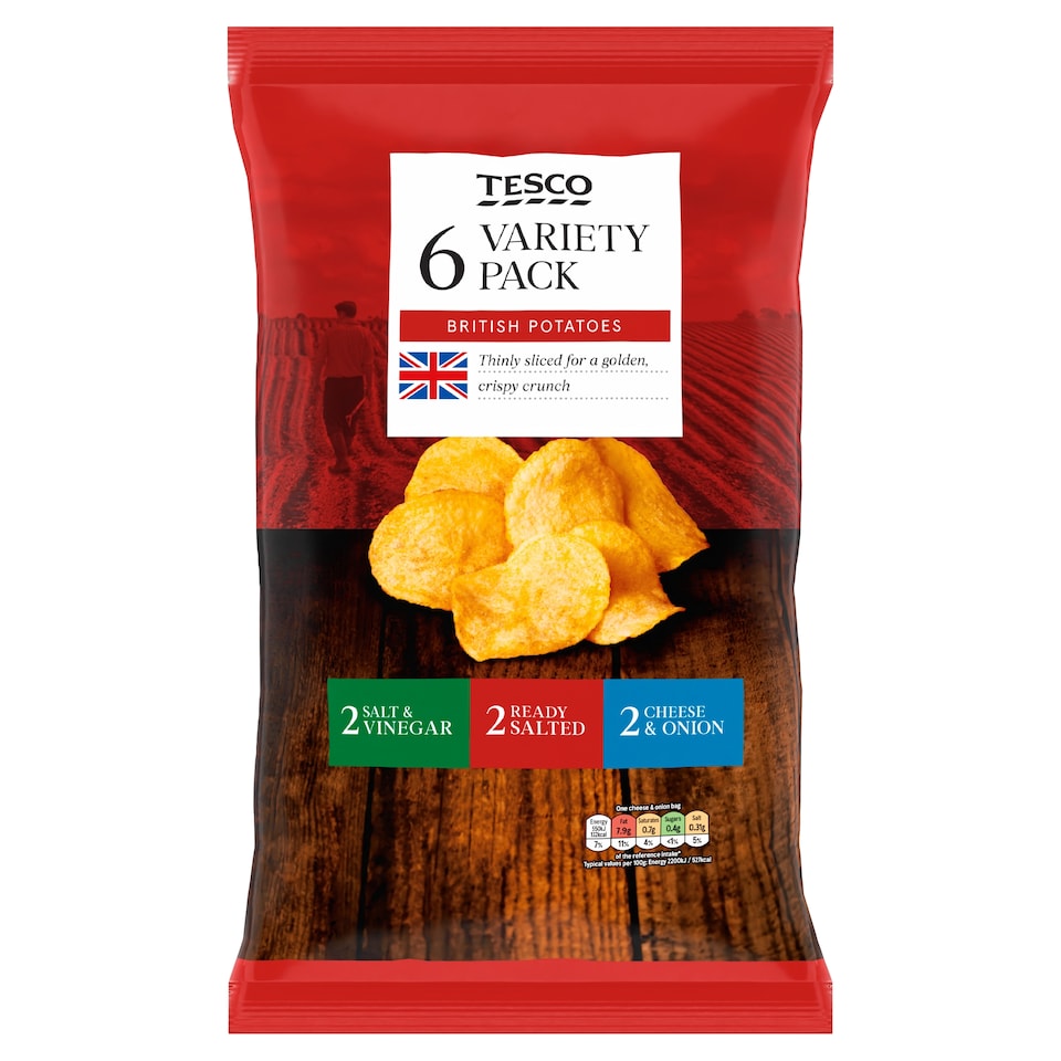 Tesco Variety Crisps, 6x25g