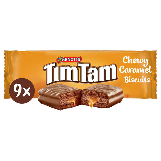 Tim Tam 9 Chewy Caramel Chocolate Biscuit Bars, 175g