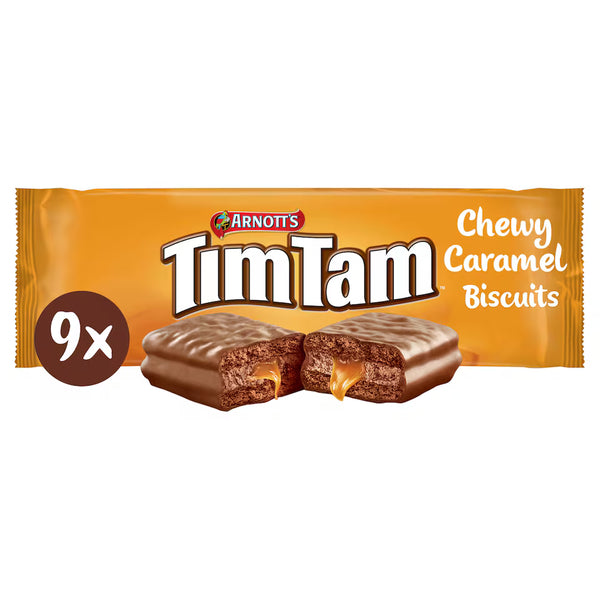 Tim Tam 9 Chewy Caramel Chocolate Biscuit Bars, 175g
