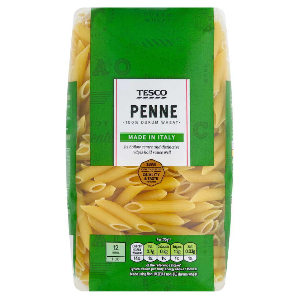Tesco Penne Pasta Quills, 500g