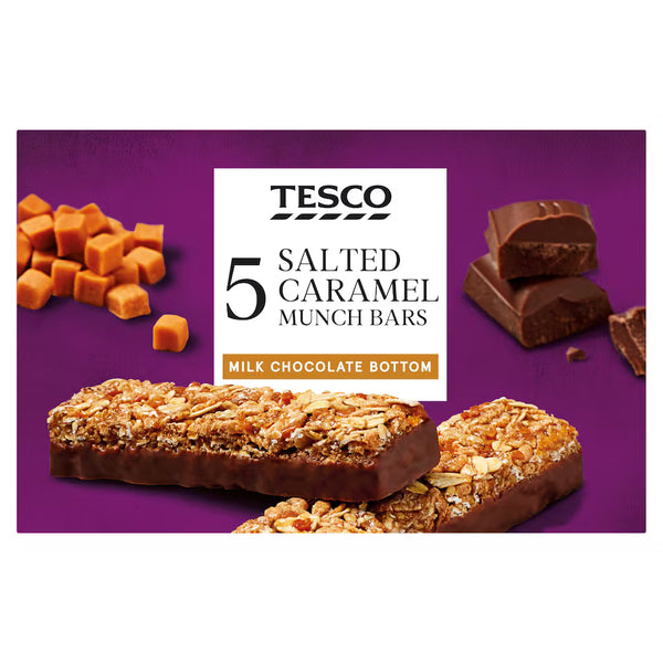 Tesco 5 Salted Caramel Munch Bars, 160g