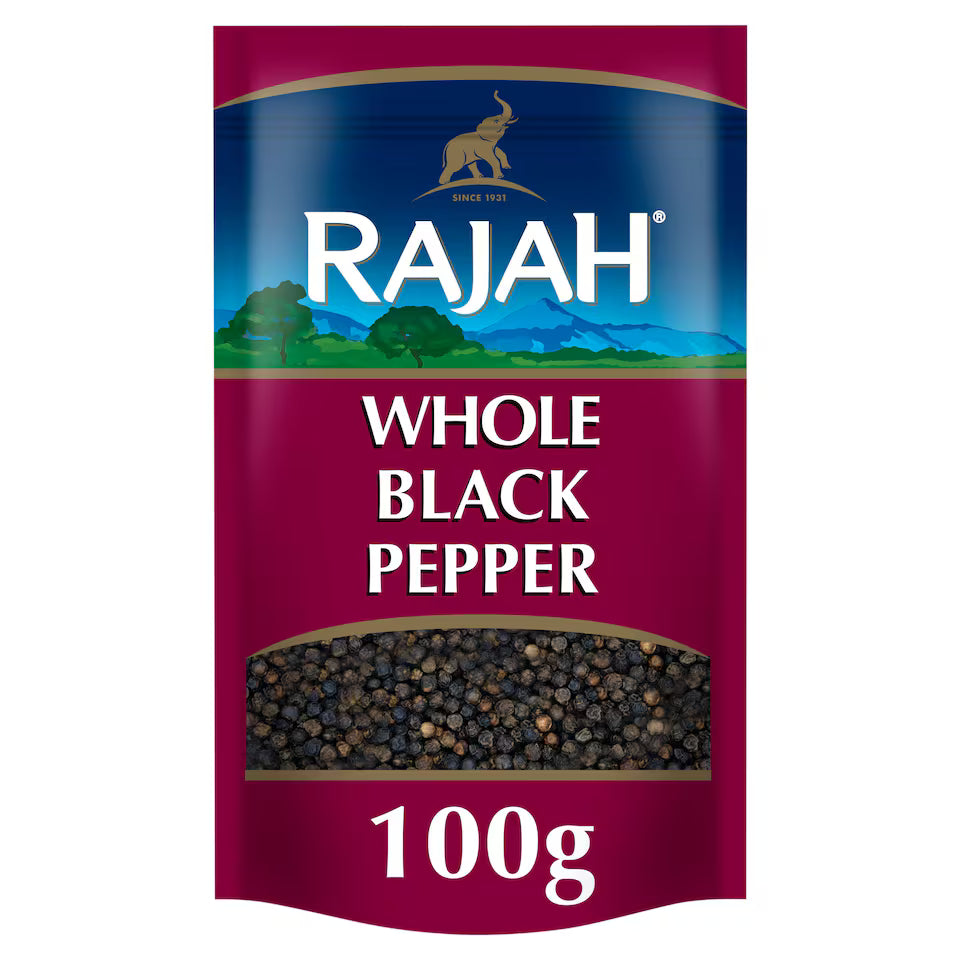 Rajah Whole Black Pepper, 100g - 20 Packs